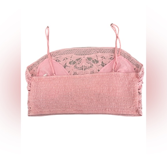 Peach lace size medium preloved People lined crop top - Picture 4 of 4